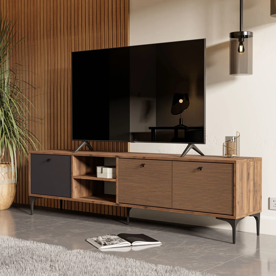 Έπιπλο Τηλεόρασης ,Vision 1362 Hat-Kaplan-Antrasit Μ180xΠ35xΥ50,5 εκ., All4home